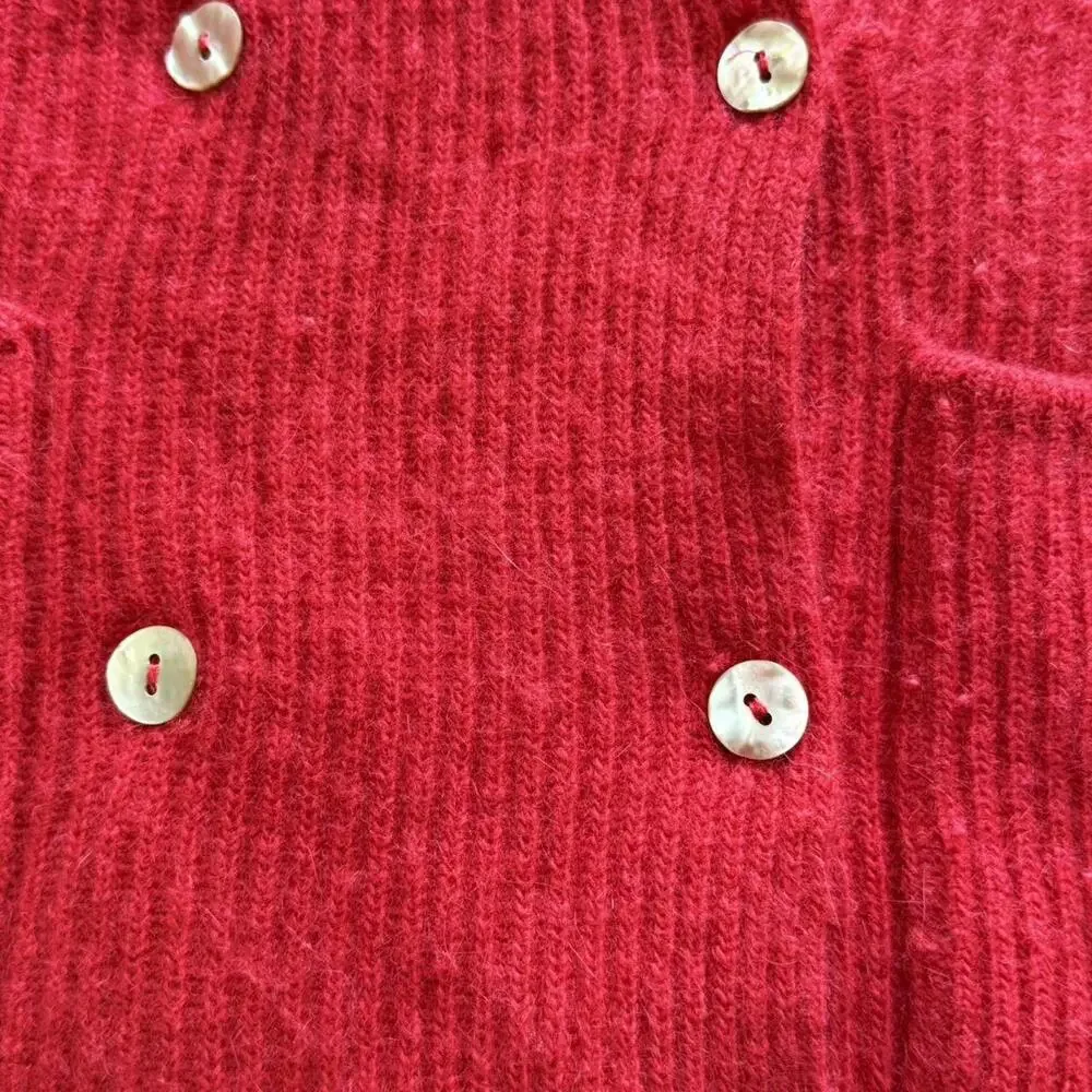 Red‎ vintage lambswool cardigan with a preppy touch cardigan - Picture 6 of 8